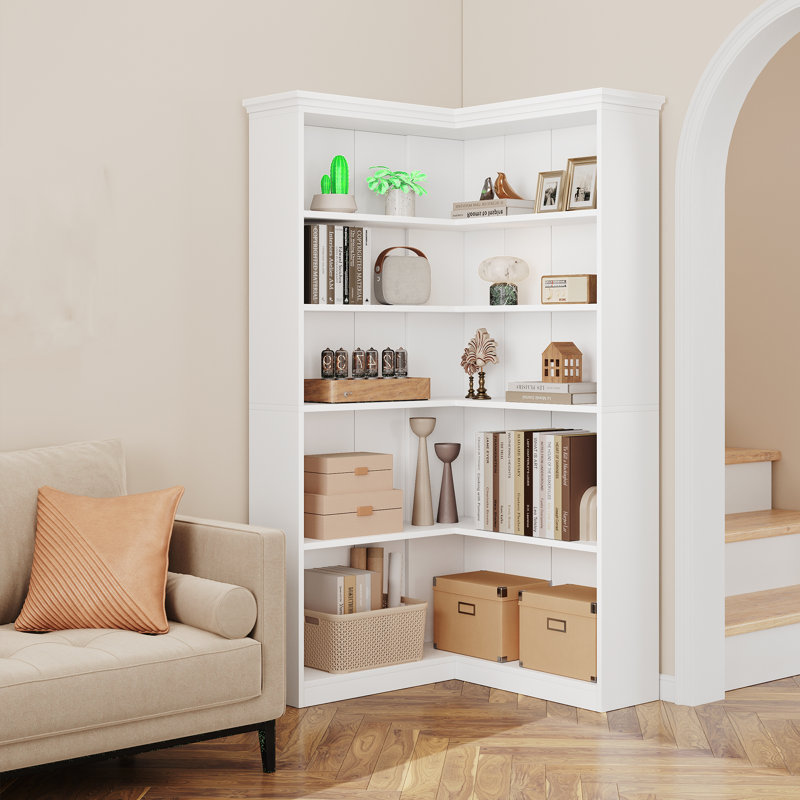 Espiron Optimum 5 Tier Large Wood L Shaped Corner Bookshelf &amp; Reviews ...
